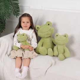 Apricot Lamb Toys Plush Velvet Frog Stuffed Animal Soft Cuddly Perfect for Child (Green Frog, 11.8 Inches)