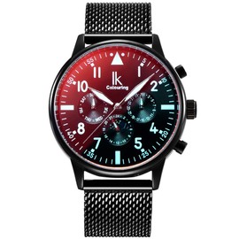Alienwork IK Automatic Watch Men Women Chronograph Mesh Strap, Black/Black/Silver Movement/Mesh Strap Black, Sports Modern
