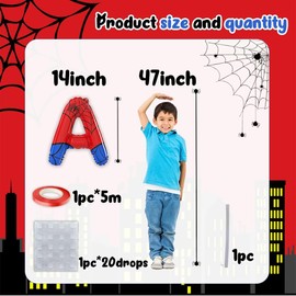 Spider Theme Happy Birthday Balloons Letters Party Decorations Happy Birthday Banner Balloons Party Decorations Supplies for Boy or Girl