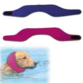 2 Pcs Dog Swim Cap Plugs, Waterproof Dog Swim Cap, Dog Shower Cap Bath Hat, Dog Bath Supplies Ear Protector for Small Medium Large Dogs Bathing Rainy Swimming (Red+Black, M)