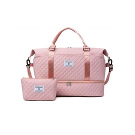 Large Capacity Travel Bag Set, Letter Pattern Zipper Travel Bag with Shoe Compartment, Casual Sports Fitness Bag for Women & Men - Color: White, Size: one-size