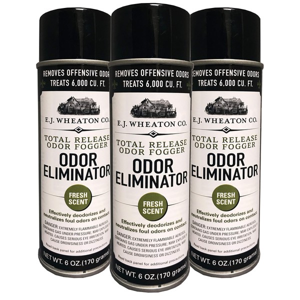 E.J. Wheaton Co. Odor Eliminator, Total Release Odor Fogger, 3 Pack, Effectively Deodorizes and Neutralizes Foul Odors on Contact, Fresh Scent (6 OZ)