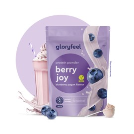 gloryfeel Veganes Proteinpulver Blaubeere - 1kg pflanzliches Eiweiß - 33 Portionen mit 21g Protein - OHNE Soja - Aus Erbsen-, Ackerbohnen- und Sonnenblumenprotein Pulver - 100% vegan & laktosefrei