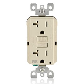 Leviton GFWT2-T Self-Test SmartlockPro Slim GFCI Weather-Resistant and Tamper-Resistant Receptacle with LED Indicator, 20 Amp, Light Almond