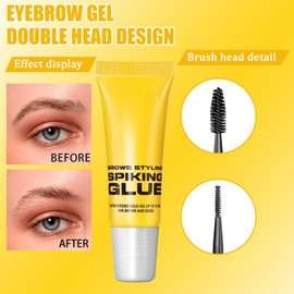 Long-lasting Eyebrow Styling Glue - 2-in-1 Gel for Defined Brows & Edges. Strong Hold Eyebrow Setting Gel for Perfectly Spiked Look 10ml