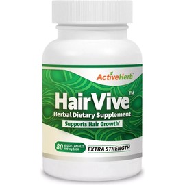ActiveHerb HairVive Hair Growth 400mg, 80 Veggie Capsules - Newest Expiration!