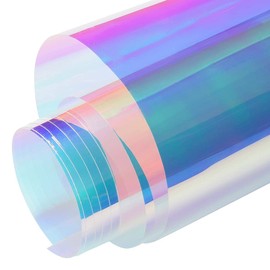 XIMINZ Blue Chameleon Window Film Holographic Decorative Rainbow Color One Way Mirror Daytime Privacy Protection Window Tint Film, 54.33'' x 118.11'' (Blue Chameleon, 54.33 x 118.11 Inch)