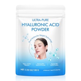 Polvo de ácido hialurónico puro para cara y articulaciones, peso molecular doble para hidratación profunda, antienvejecimiento, ingrediente de suero d