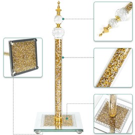 Bling Paper Towel Holder Stand with Square Base, Paper Filled with Countertop, Crystal Paper Towel Holder, Crystal Crushed Diamond Home Decor for Bathroom, Kitchen and Home (Gold)