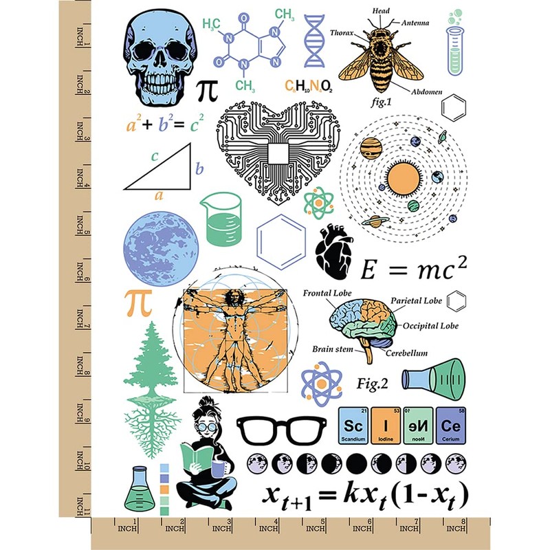 Nerdy Science Math Geek Temporary Tattoo Water Resistant Fake Body