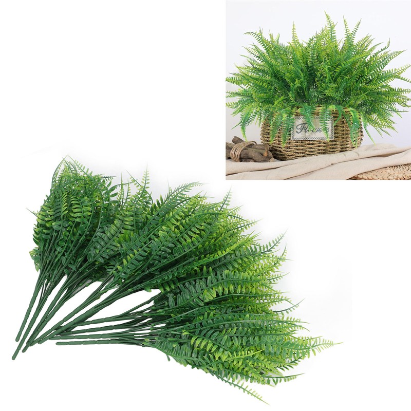 12pcs Artificial Plants Greenery Simulation Plants Fern Wort Fake Grass