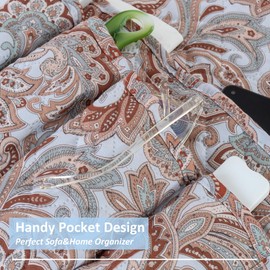 luckyjoyreal Armchair Caddy for Couch Remote Control Holder Premium Durable Non-slip Sofa Armset Organizer Caddy Storage for Recliner Couch 5 Pocket for Cell Phone Magazine 35"x13" Floral 1 Piece