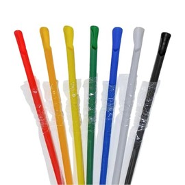 Individually Wrapped Snow Cone Spoon Straws, Portable Disposable Plastic Straws for Slushie Colorful 100-Pack