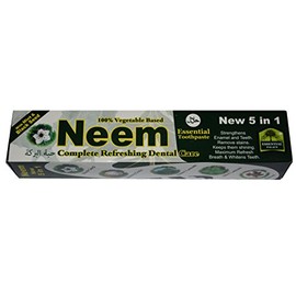 Neem 5 in 1 Active Formula Toothpaste 6.5 oz with Mint. 100% Vegetable Base.