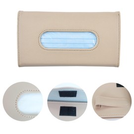Vastsea PU Leather Car Tissue Box, Car Tissue Holder, Mask Case, Sun Visor Tissue Box Holder, for Car Sun Visor, Car Back Seat Car Accessories (Beige)