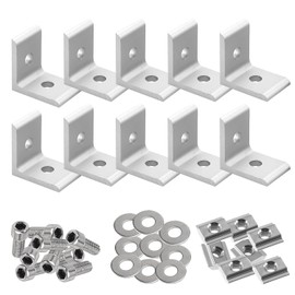 Aluminium Profile Angle Connector Set, Aluminium Profile 40 x 40 mm Corner Connector, M6 Aluminium Profile Angle Connector, Aluminium Angle Mounting Material for Fixing Aluminium Profiles, Pack of 10