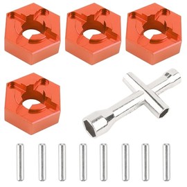 GDOOL for H16BM RC Car Upgrade Aluminum Wheel Hex 16440 & Pins M20101 & Wrench P812 Spare Parts for 1/16 H16BM H16GT H16DR JC16EP and 1/14 H14BM 14210 JC14EP 14301 14303 Trucks(Orange)