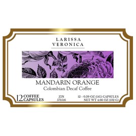 Mandarin Orange Colombian Decaf Coffee (Single Serve K-Cup Pods) (Gourmet, Naturally Flavored, Whole Coffee Beans) (12 pods, ZIN: 573516)