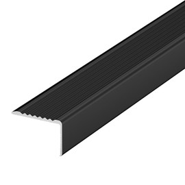 10 Pcs 36in x1.2in Stair Edge Protector,Aluminum Alloy L-Shaped Non-Slip Metal Stair Nosing,Indoor Outdoor Waterproof Tread Stair Nose Molding Stair Edging Stair Edge Trim (3Ft,Black,10 Pcs)