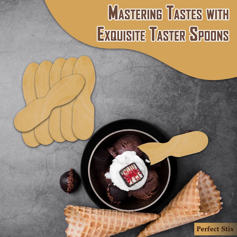 Perfect Stix ASO24W Plain Wooden Ice Cream/Taster Spoon, Unwrapped, 3"
