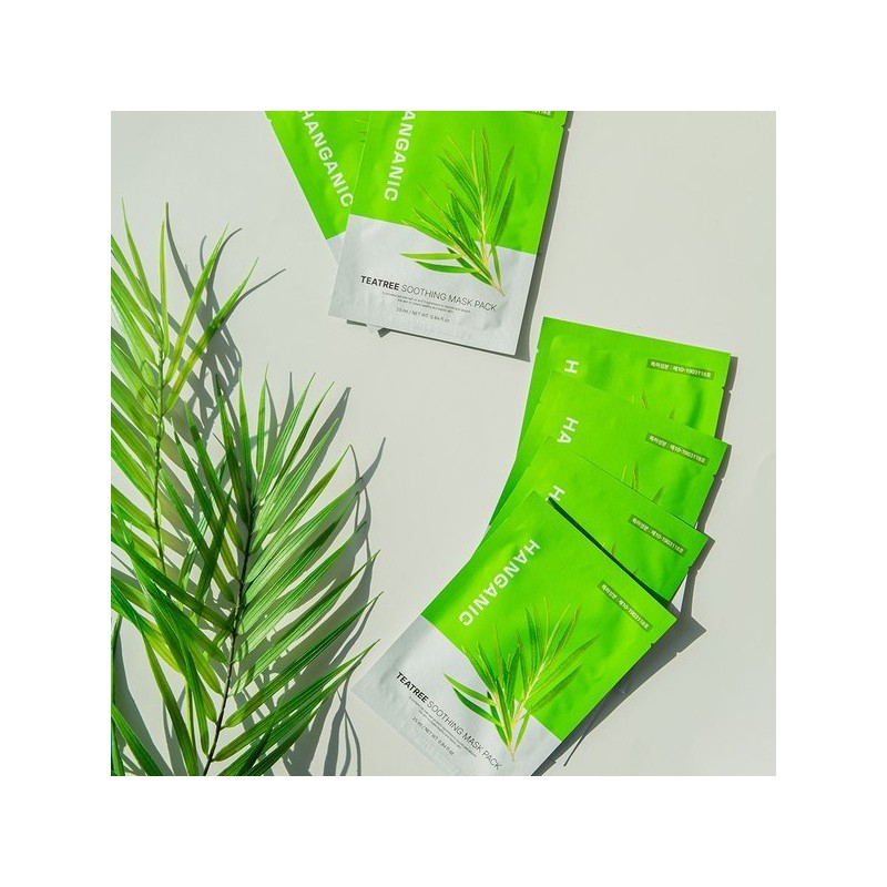 Hanganic 티트리 진정 마스크팩 100매 Tea Tree Soothing Mask Pack