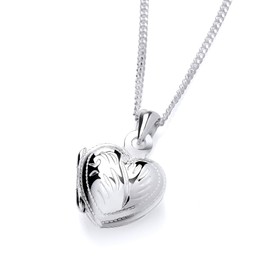 Old English Jewellers 925 Sterling Silver Patterned Heart Shape Small Photo Locket Pendant Necklace + 16 18 20 inch Chain (16)