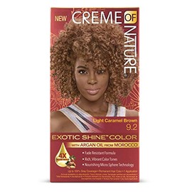 Creme of Nature, Exotic Shine Hair Color, 9.2 Light Caramel Brown, with Argan Oil from Morocco, 1 Application