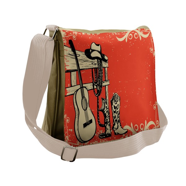 Ambesonne America Messenger Bag, Country Music Wild West, Unisex Cross-body