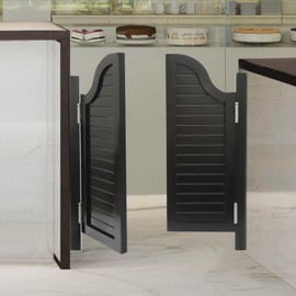 Interior Swinging Doors Saloon Door Wood Cafe Door with Metal Hinges for Bar Porch Stairs Bedroom Entrance Partition (Black, 31.49x35.43in)