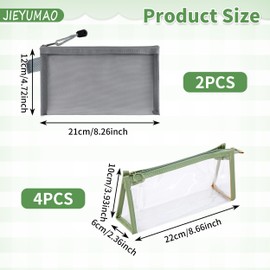 JIEYUMAO Clear Pencil Case, 6Pcs Stationery Storage Bag, PVC Clear Exam Pencil Pouch with Zipper, Multicolor Pencil Storage Bag Portable Office Stationery Pouch for School Office