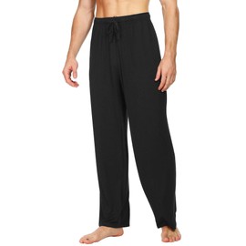 WiWi Mens Bamboo Viscose Pajama Pants Soft Lounge Bottoms and Tall Sweatpants Sleep Pant with PocketS-4X, Black, 3X