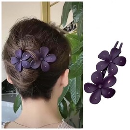 Aneneiceera Vintage Acrylic Purple Hair Clip Pin Purple Hair Clip Purple Flower Barrette Clip Minimalist Clip Hair Accessories for Women (Purple)