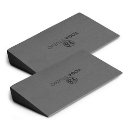 Yoga Studio EVA Yoga Wedge Blocks - 2 Pack (Pair) | Slant Board Twin Pack | Calf Stretcher | Lightweight EVA Foam | Mini Half Wedges | Non Slip Yoga Wedge for Wrists and Hands (Graphite Grey)
