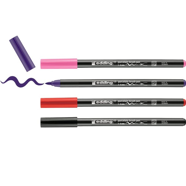 edding edding 4200 Porzellanpinselstift - bunte Farben - 4 Stifte