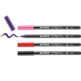 edding edding 4200 Porzellanpinselstift - bunte Farben - 4 Stifte - Pinselspitze 1-4 mm - Filzstift zum Beschriften, Dekorieren von Keramik Porzellan - spülmaschinenfest lichtechte Tinte, schnell trocknend