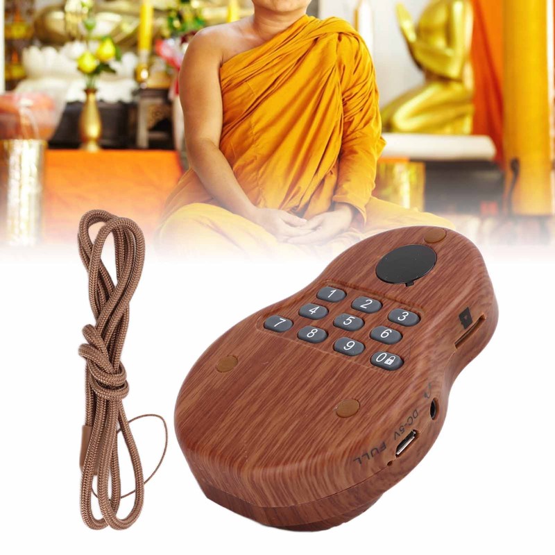 Buddha Player Mini Portable Wood Color Hanging Neck Music Buddhist