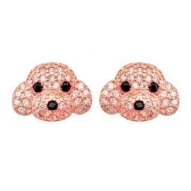 Hiqmic 925 Sterling Silver Cute Dog Puppy Zirconia Earrings Ear Stud Piercing white gold plated Fashion Jewelry Gifts, WK90055-Rosegold