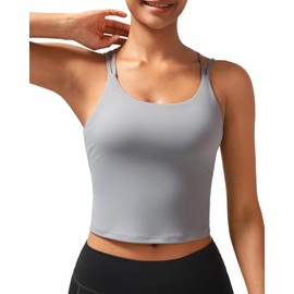 RUNNING GIRL Sports Bras for Women, High Impact Running Strappy Sports Bra Workout Crop Tops with Built in Bras(BX3031 Grey XL)