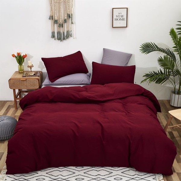 Cottonight Burgundy Comforter Set - Wine Red, Claret Red Comforter,