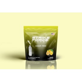 Strike Force Energy Drink Mix – 40 Packets Lemon Flavor Energy Pouches – Non-Clumping Caffeine Liquid Drink Mix – Refreshing and Delicious Energy Packets with Taurine