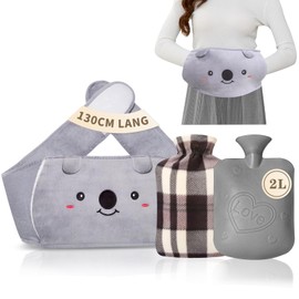 Hot Water Bottle Belt 1L Hot Water Bottle Extra Long 130 cm Periods Heat Belt Koala Hot Water Bottle Rubber with Soft Waist Cover Hot Water Bottle
