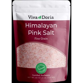 Viva Doria Natural Himalayan Crystal Pink Salt, Fine Grain, 5 Lb