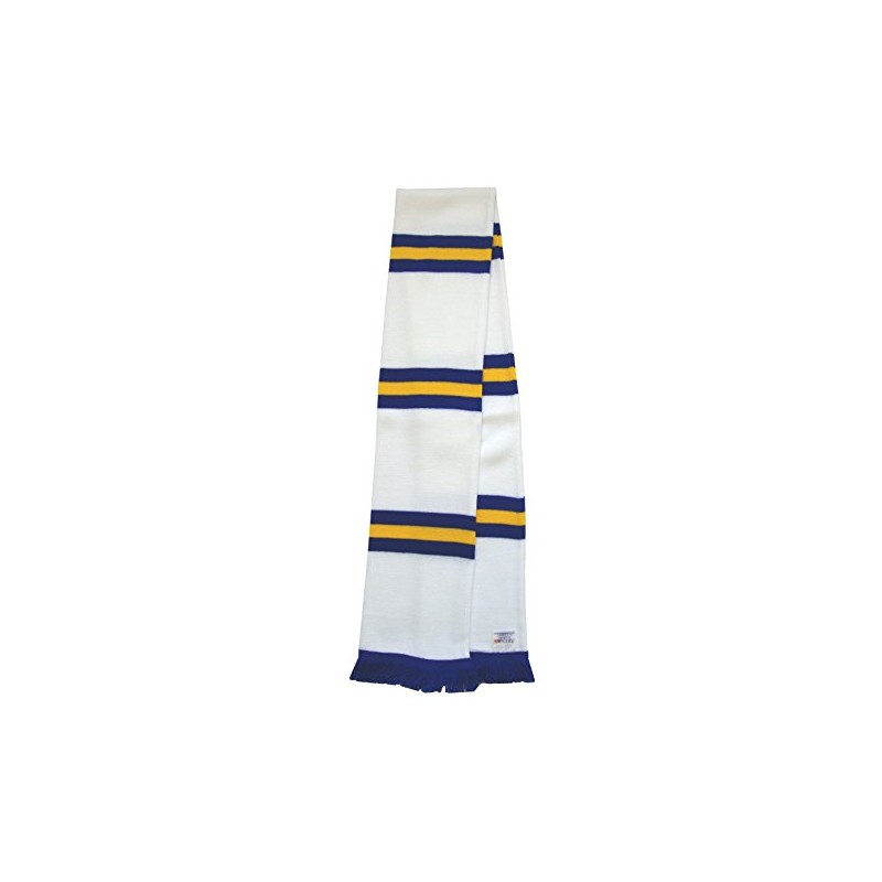 Leeds style White, Royal Blue, and Gold Retro Bar Scarf