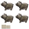 Hdtyyln Cute Pig Knobs, 4 Pcs Ancient Silver Animal Zinc