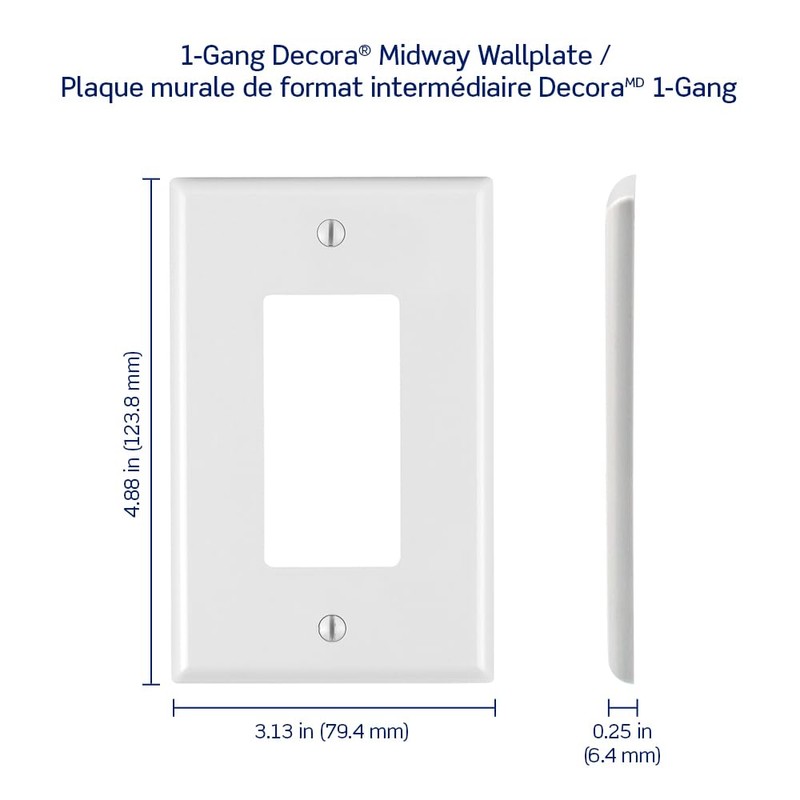 Leviton 1-Gang 1-Decora Midway Nylon Wallplate 10 Pack, PJ26-WM, White
