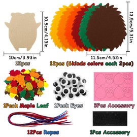 TOPJOWGA Hedgehog Craft Sets for Children, 12 Pieces Hedgehog Felt Craft Set for Decoration, Autumn Craft Set, Autumn Hedgehog Craft Set, Arts and Crafts for Children, Autumn Creative Sets for Crafts