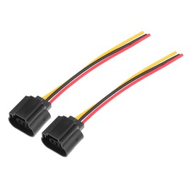 Partuto 2pcs Universal H13 Car Bulb Socket - Auto Halogen Female Wire Harness Connector Pigtail Plug - Metal Plastic Black