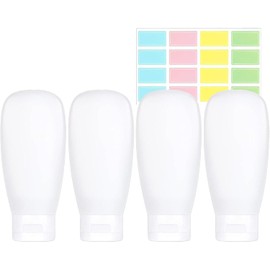 Janety Kit de Viaje con 4 Botellas Recargables Antifugas, Envases Portátiles para Shampoo, Loción y Artículos de Aseo Personal
