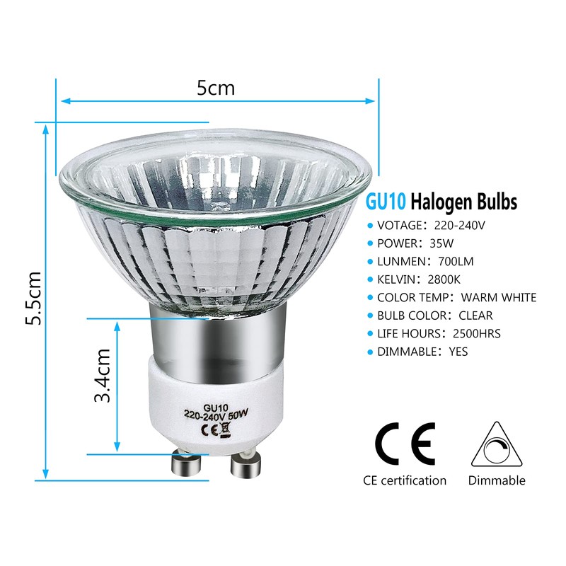 Sarveeta GU10 Halogen Bulbs 35W Dimmable, 220V GU10 Halogen Spotlight