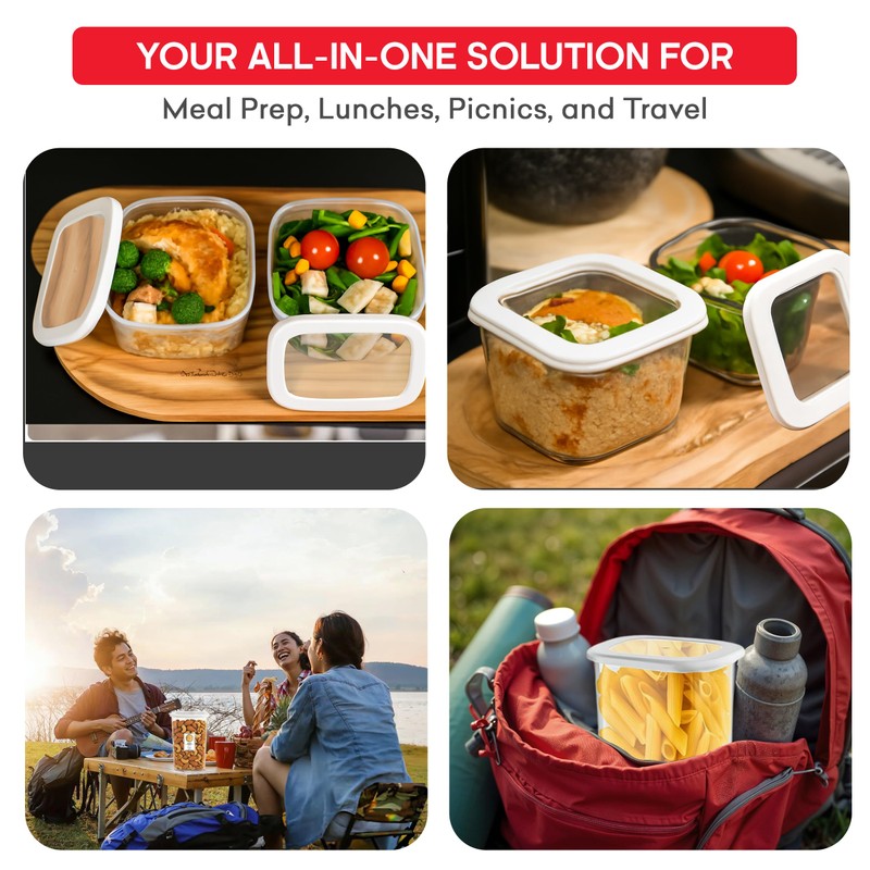 My Happy Home 12 Pcs Square Plastic Food Containers with